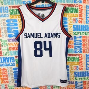 Samuel Adams Beer Basketball Jersey Size Adult L Stitched Red White Blue 84